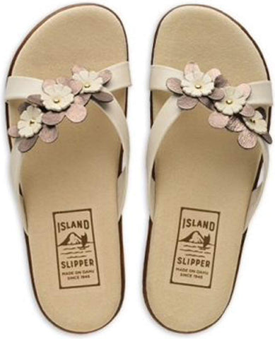 Island Slipper Women's Lehua Slide Flat Flower Accent Size 6 Sandals