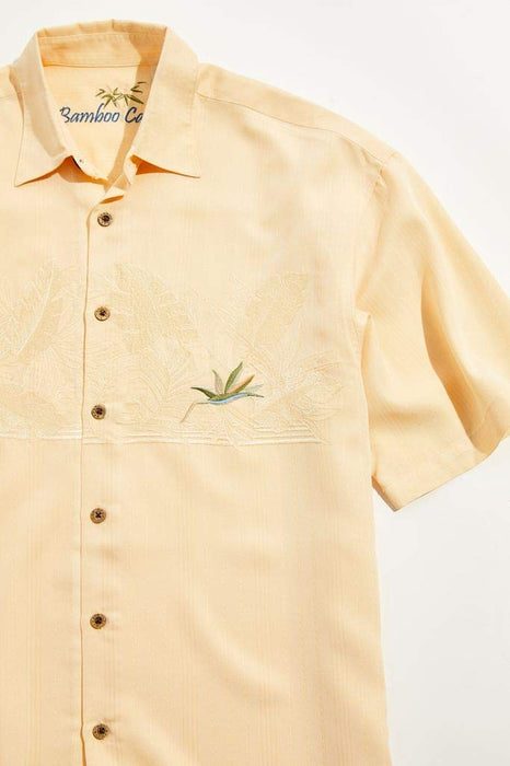 Bamboo Cay Men's Chest Bird of Paradise Tropical Style Embroidered Shirt