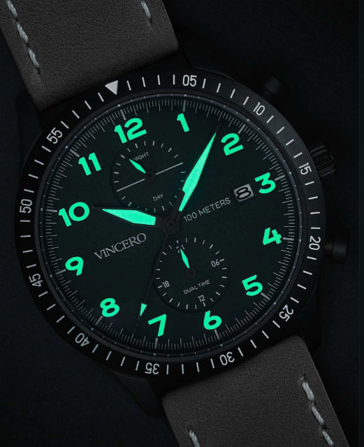Vincero Men's Altitude Matte Black/Cobalt Luxury Japanese Quartz Wrist Watch