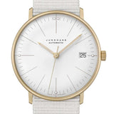 Junghans Max Bill Kleine Automatic Gold Case and White Dial White Strap Analog Watch 27/7006.02