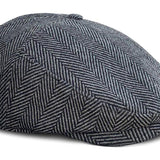 Boston Scally Co. The Original Newsboy 5-Panel Grey Herringbone Fitted Flat Cap