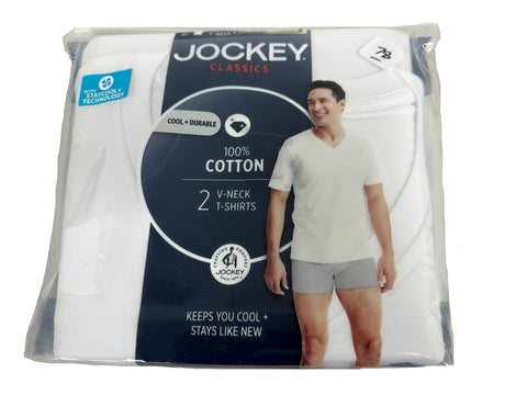 Jockey Men's 2 Pack Regular V-Neck Short Sleeve T-Shirt White