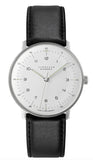 Junghans Men's Max Bill Automatic White Dial Black Leather Strap Analog Watch 27/3500.02