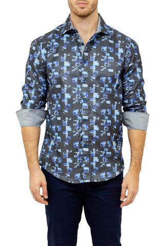Bespoke Men's Navy X-Large Button Up Long Sleeve Sport Shirt