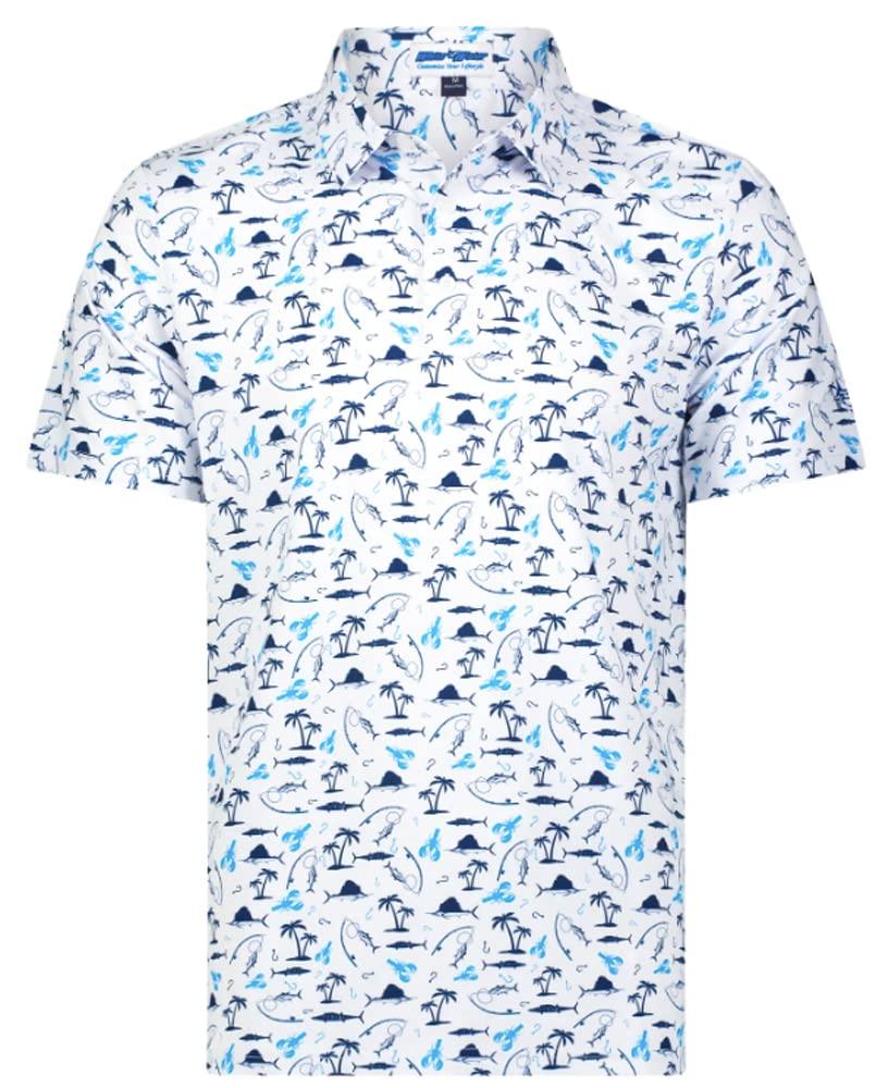 White Water Burgee Print Polo Breathable Short Sleeve Shirt - Sports by Sager