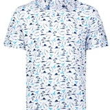 White Water Burgee Print Polo Breathable Short Sleeve Shirt - Sports by Sager