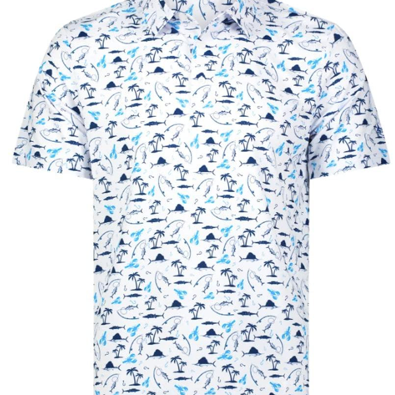 White Water Burgee Print Polo Breathable Short Sleeve Shirt