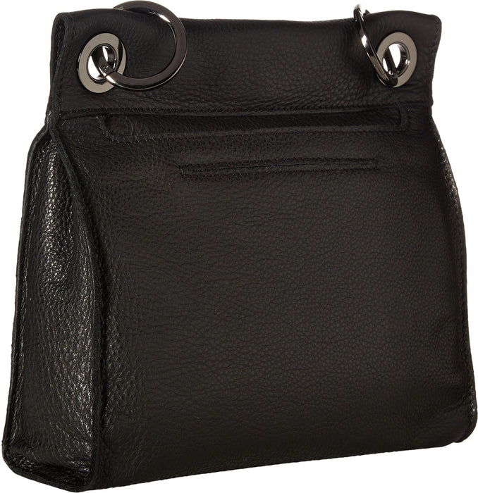 Hammitt Women's Tony Medium Leather Purse With Strap Black/Gunmetal With Zipper