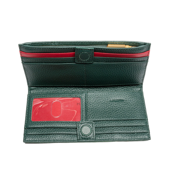 Hammitt Women's 110 North Folding Leather Wallet Grove Green/Brushed Gold