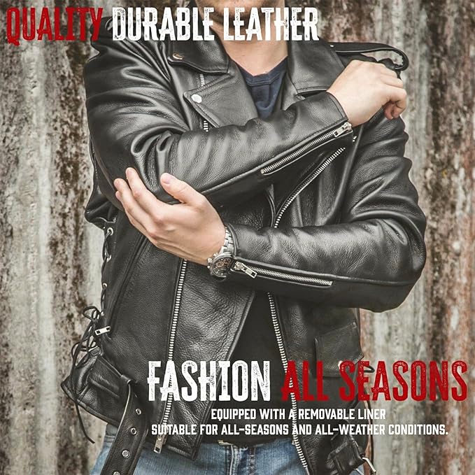 Milwaukee Leather Men's SH1001 Black Classic Brando Leather Motorcycle Jacket