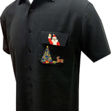Bamboo Cay Merry Christmas Shirt Men Short Sleeve Embroidered Button-Down Shirts