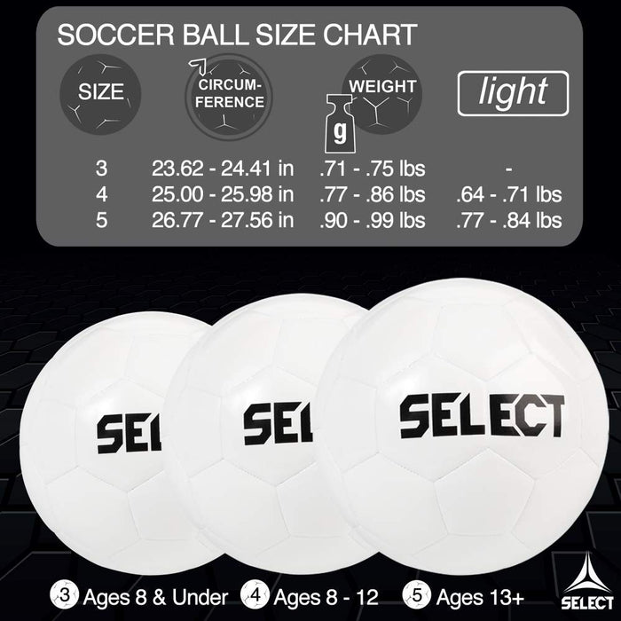 Select Classic White Size 3 Ages 8 & Under Hand Sewn Soccer Ball