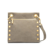 Hammitt Women's Tony Medium Leather Purse With Strap Pewter/Gold With Zipper