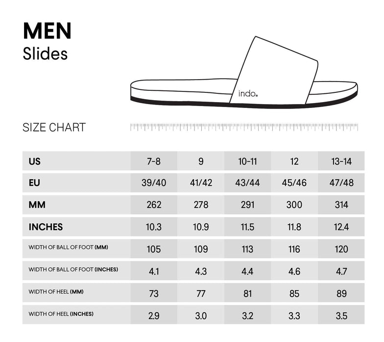 Indosole 2022 Edition Men's ESSNTLS Vegan All-Terrain Slides, Improved Comfort [Reused Tire Sole, Natural Rubber Footbed, Arch Support, Microfiber Lined ENVRO Strap, Waterproof]