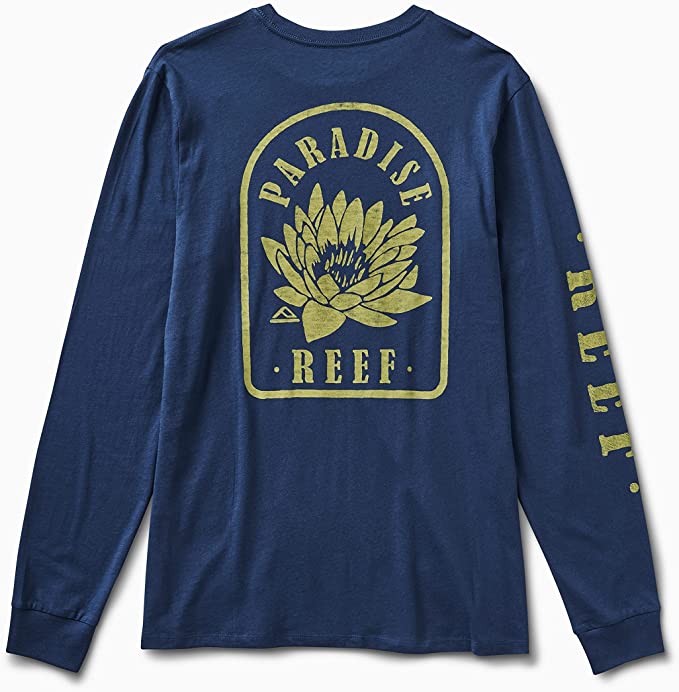 Reef Mens Blues/Insignia Blue Size XX-Large Long Sleeve Graphic T-Shirt