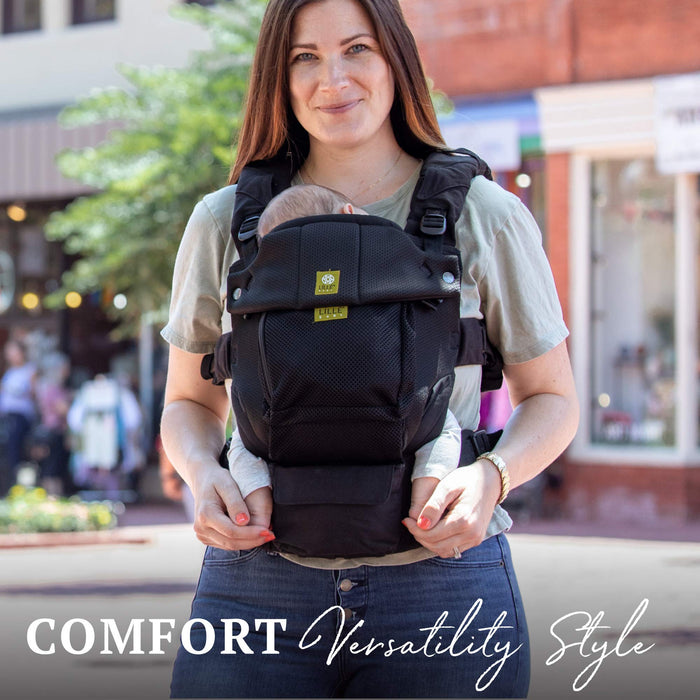 LLLbaby Serenity Airflow 6-in-1 Ergonomic Baby Carrier, Newborn to Toddler, Lumbar Support with Convertible Tote, Black