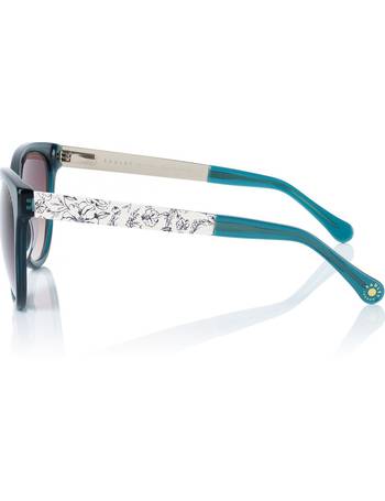 Radley London Women's Amber Gloss Teal Crystal Oversized Cat Eye Sunglasses