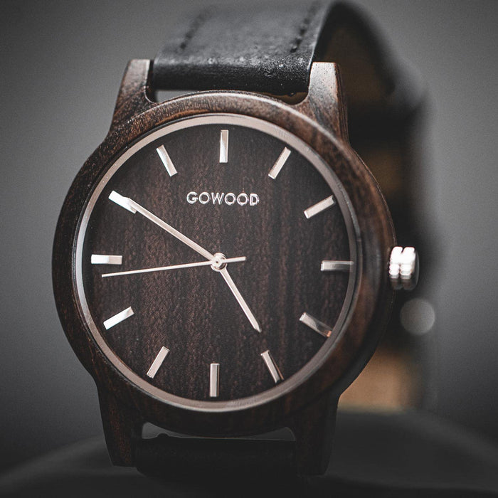 GOWOOD Black Sandalwood with Portuguese Wristband Analog Watch