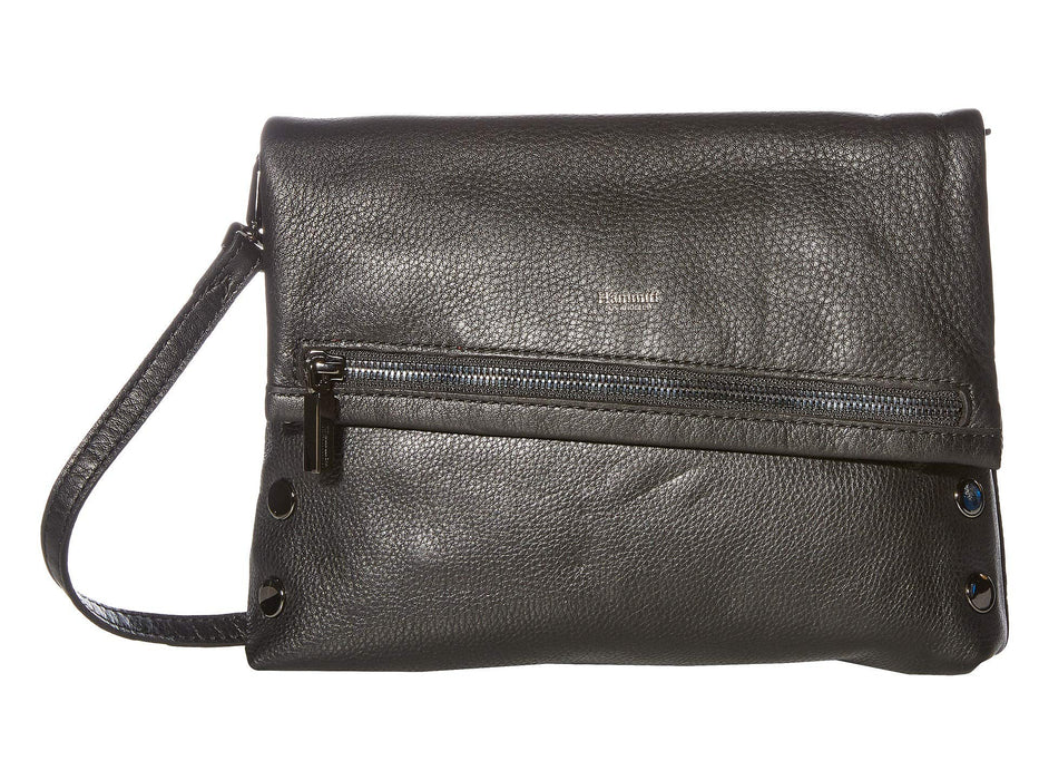Hammitt Women's VIP Medium Leather Purse With Strap Black/Gunmetal With Zipper