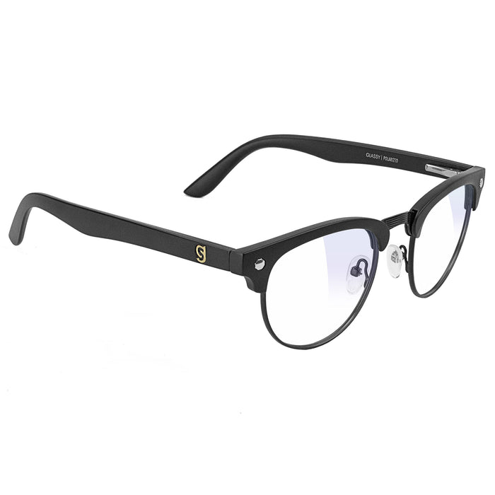 Glassy Morrison Premium Blue Light Blocking Glasses, Anti Eyestrain and Fatigue, Glasses for Computer and Gaming (Matte Black/Clear Lens)