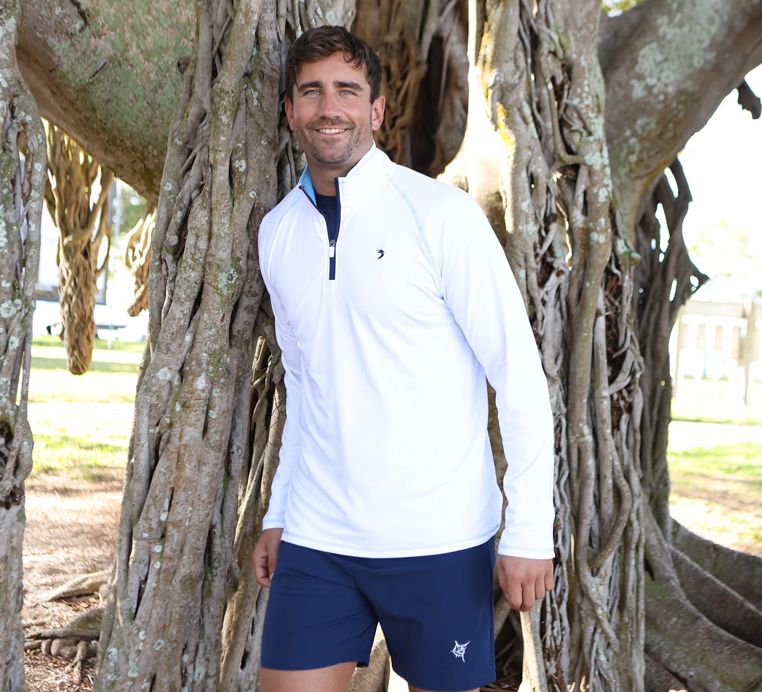 White Water Medium Navy Montauk Performance Breathable 1/4 Zip Pullover Shirt - Sports by Sager