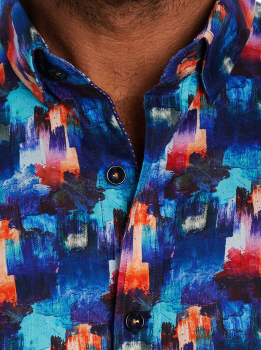 Robert Graham Men's Fryeburg Multi Medium Button-Up Short Sleeve Shirt