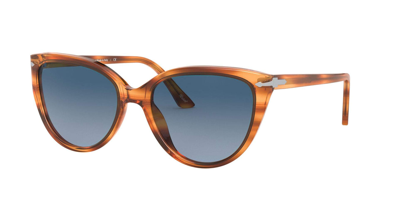 Persol Women's PO3251S Striped Brown with Azure Gradient Blue Sunglasses