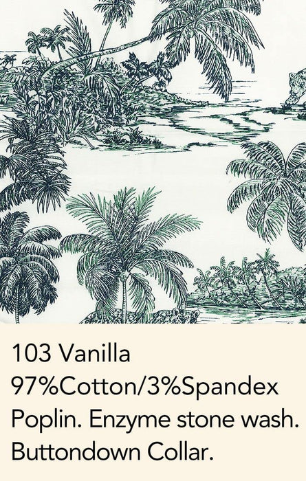 Tori Richard Everglades Vanilla Large Short Sleeve Hawaiian Camp Shirt