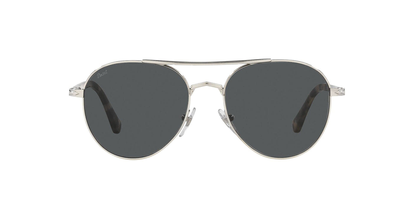 Persol Men's PO2477S Silver with Dark Grey Polarized Lens Designer Sunglasses