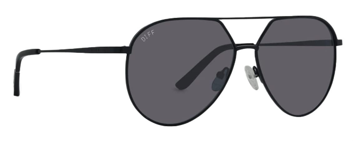 DIFF Eyewear Unisex Colin Black and Grey Lens Aviator Sunglasses