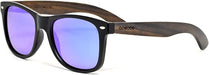 GOWOOD Men and Women Sunglasses Ebony Wood Temples - Blue Mirrored CR39 Polarized Lenses - Black Acetate Front Frame