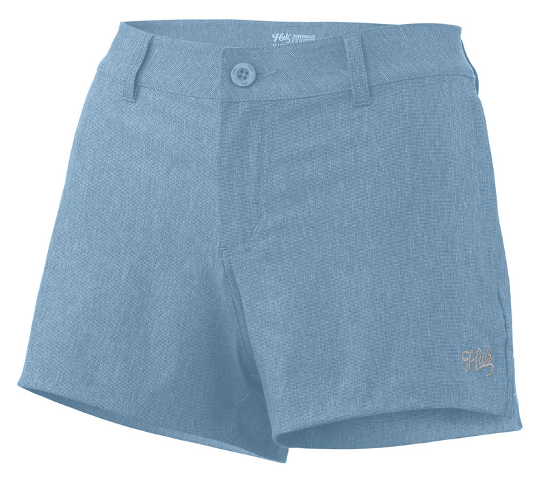 HUK Womens Drifter Size 6 Ice Blue Heather Deck Shorts With Pocket