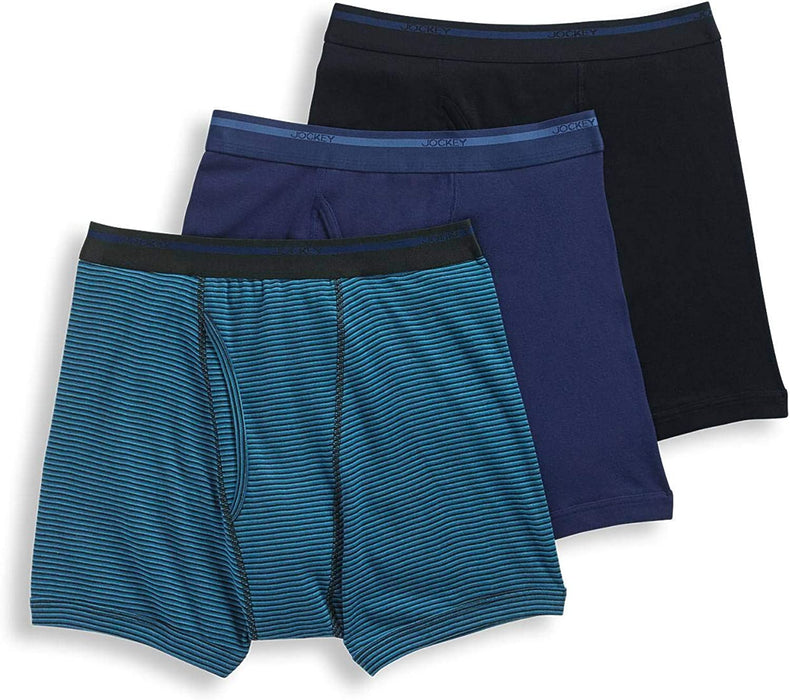 Jockey Men's Classic 5" Medium 3 Pack Black/Teal/Blue Boxer Brief Underwear