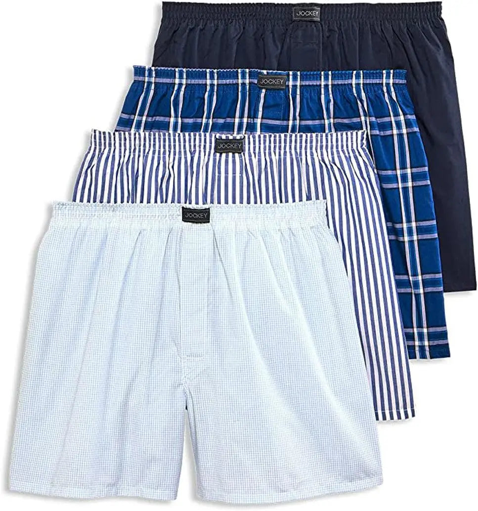 Jockey Men's ActiveBlend 5" XX-Large 4 Pack Small Mid-Rise Woven Boxer Underwear