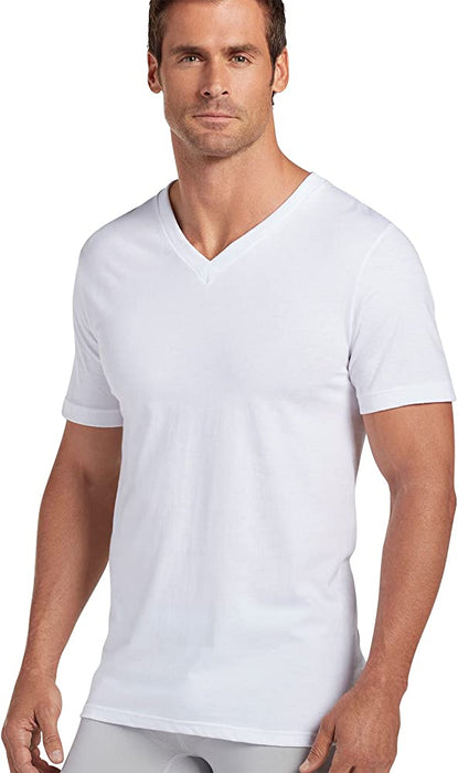 Jockey Men's 6 Pack Classic V-Neck Large White Short Sleeve T-Shirt
