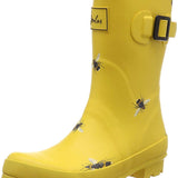 Joules Women's Molly Welly Gold Botanical Bees Size 8 Mid Height Rain Boot