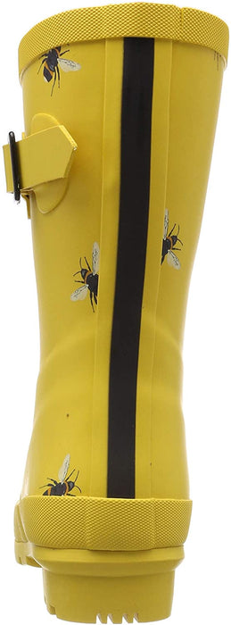 Joules Women's Molly Welly Gold Botanical Bees Size 8 Mid Height Rain Boot
