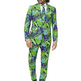 OppoSuits Men's Party Suit Size 44 Juicy Jungle Long Sleeve Jacket, Tie & Pants