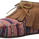 Lamo Women's Ava Chestnut Multi Size 6 Moccasin Style with Fringe Ankle Boot