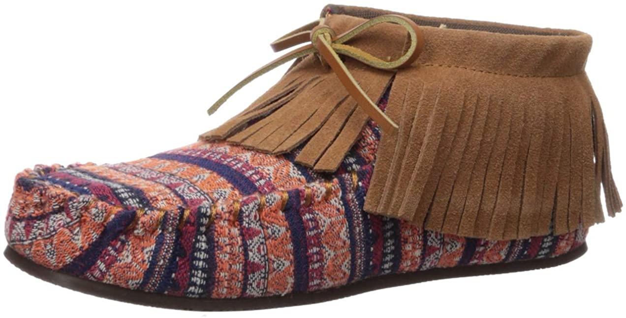 Lamo Women's Ava Chestnut Multi Size 6 Moccasin Style with Fringe Ankle Boot