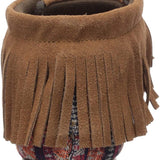 Lamo Women's Ava Chestnut Multi Size 6 Moccasin Style with Fringe Ankle Boot