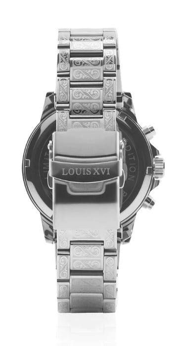 LOUIS XVI Men's Palais Royale Silver/Black Carbon Dial Swiss Made Analog Watch