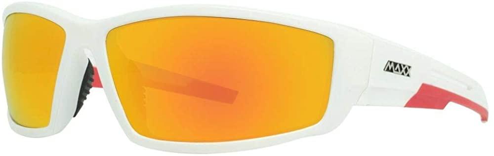 Maxx Sunglasses Zulu White Frame with Red Accents HD Amber Mirrored Lens