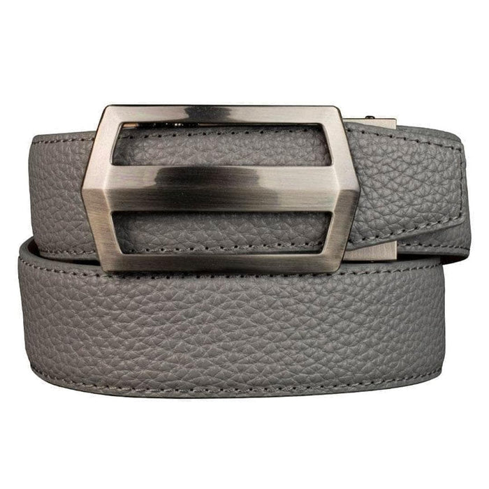 Nexbelt Classic Pebble Grain Smoke Grey Leather Strap Belt W/ Jarrod Gunmetal