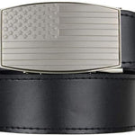 Nexbelt Pewter USA Heritage Buckle with Smooth Black Leather Strap Belt
