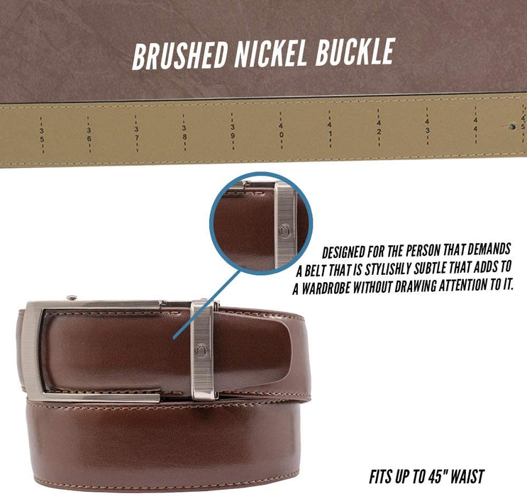 Nexbelt Vetica Brown Strap with Brushed Nickel Buckle Belt (Brown, One Size)