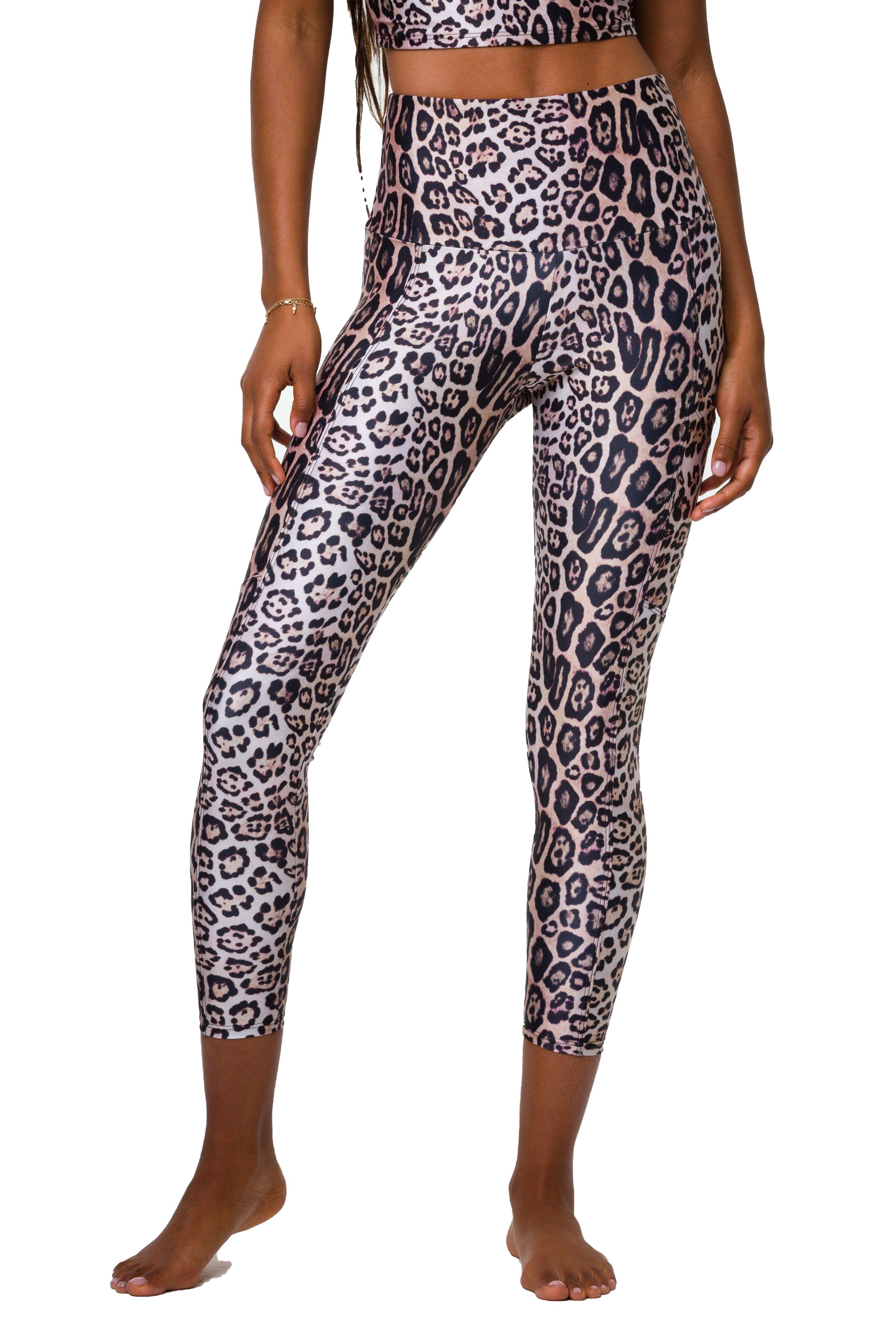 Onzie High Rise Leopard Small/Medium Pocket Midi Slimming Leggings