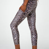 Onzie High Rise Leopard Small/Medium Pocket Midi Slimming Leggings