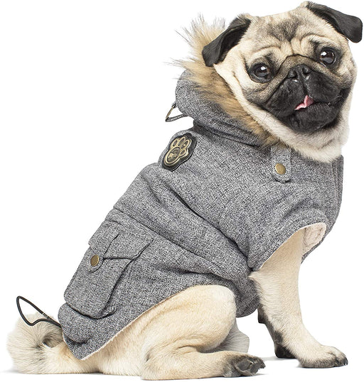 Canada Pooch Alaskan Army Parka Size 14 Salt & Pepper Insulated Dog Coat