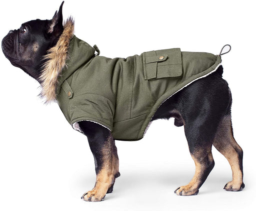 Canada Pooch Alaskan Army Parka Size 28 Army Green Insulated Dog Coat